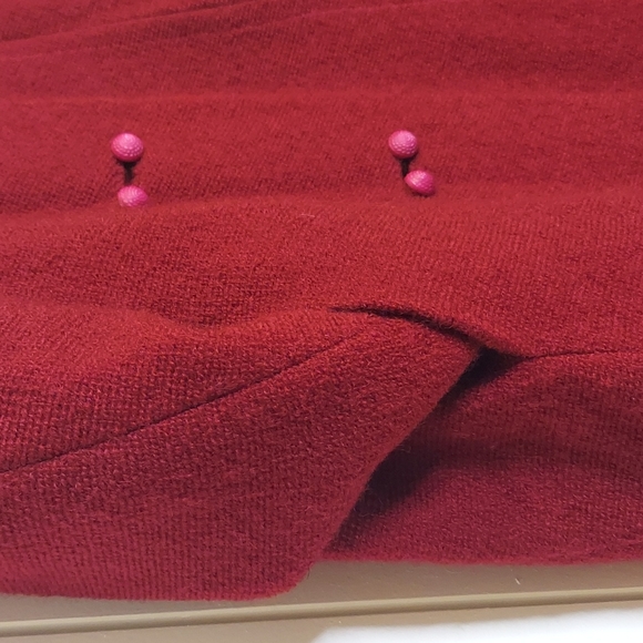 Vintage 1960s Maroon Red Knee Length Wool Coat Size Large - Picture 9 of 16